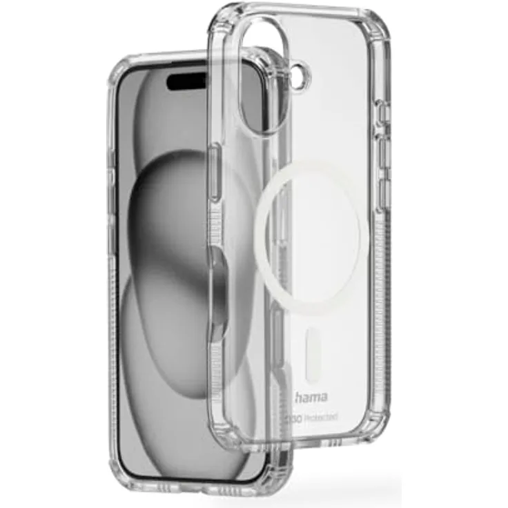 Hama Handyhülle Extreme Protect für iPhone 16 und MagSafe (D3O Bumper, stoßfest, sturzsicher, bruchsicher, transparent, magnetisch, induktives Laden)