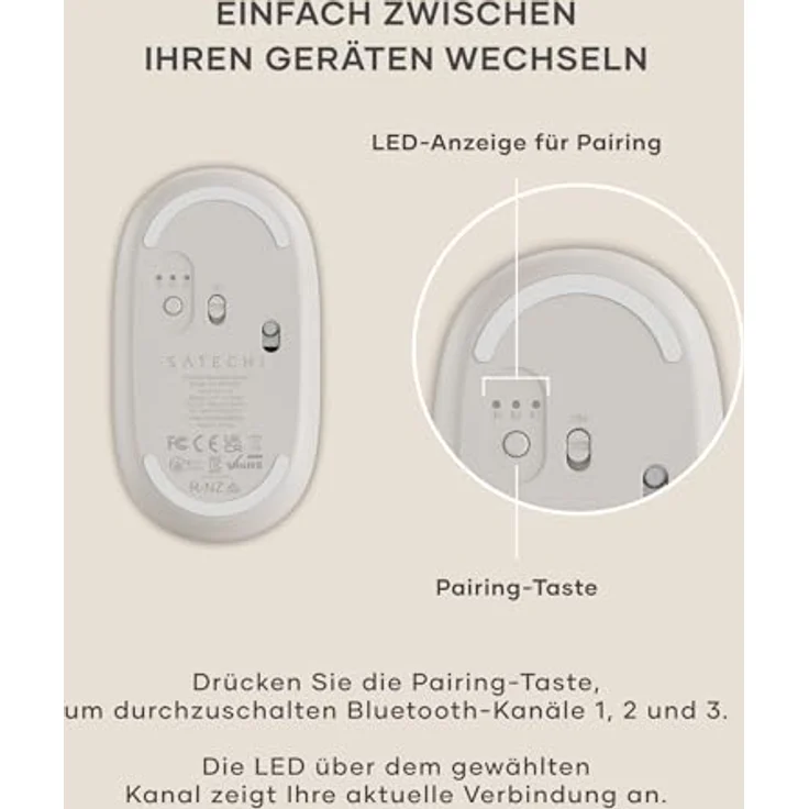 Satechi OntheGo Bluetooth Wireless Mouse, kabellose Maus mit einstellbarer DPI von 800 bis 2400, Sand – Bild 7