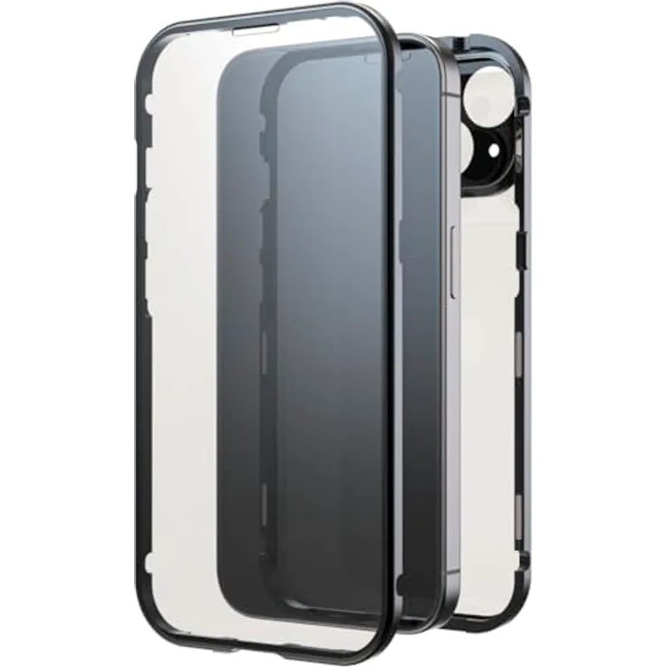 Black Rock Hülle für iPhone 15 (Metallrahmen, 360° Rundumschutz, Wireless Charging kompatibel, ultradünn, Slim, Magnet, Cover, Handyhülle für iPhone 15, Case, Handycase) schwarz