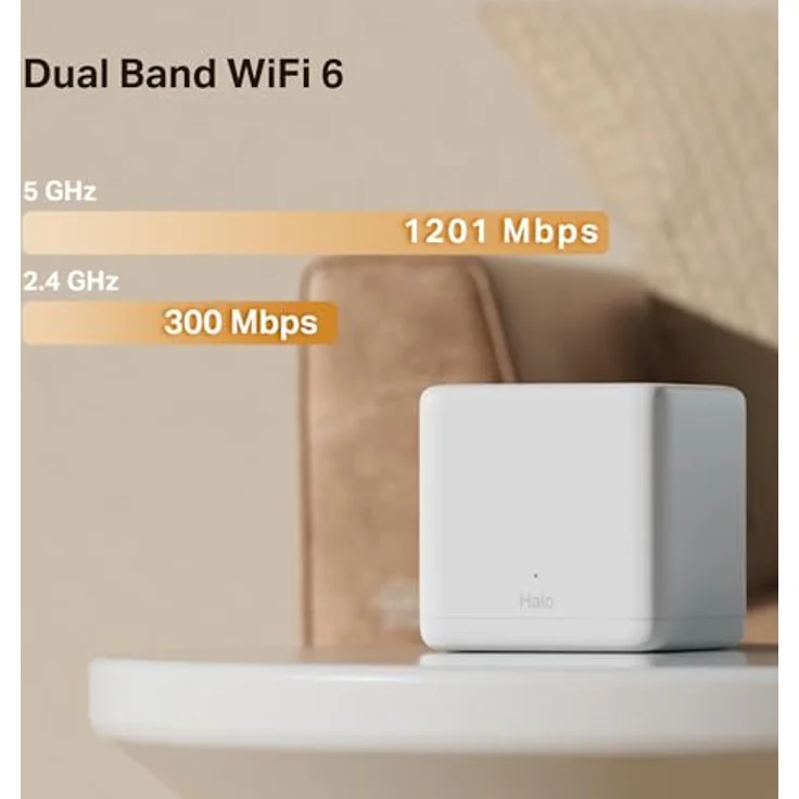 Mercusys Halo H1500X Wi-Fi 6 Mesh WLAN Set, Dual Band Router & Repeater, empfohlen für Häuser mit 2-3 Schlafzimmern, Gigabit-Port, nahtloses Roaming, MERCUSYS App – Bild 4