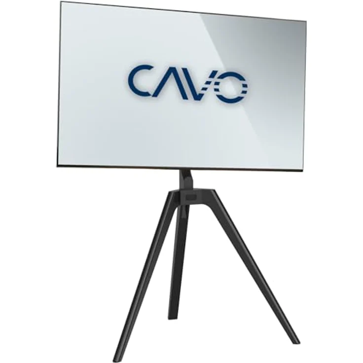 CAVO TV-Staffelei für 45 bis 65 Zoll Bildschirme bis 40 kg, Walnuss schwarz lackiert, Schwenkbar Universal Halterung für Flach & Curved Fernseher & Monitor – Bild 1