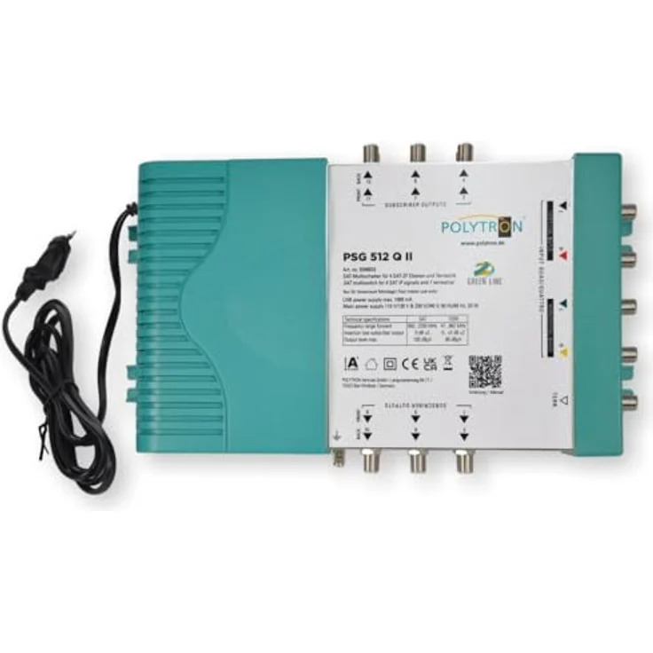 Polytron PSG 512 Q II, Multischalter für 1 Satellit und bis zu 12 Teilnehmer, 4 SAT und 1 terrestrischer Eingang – Bild 1