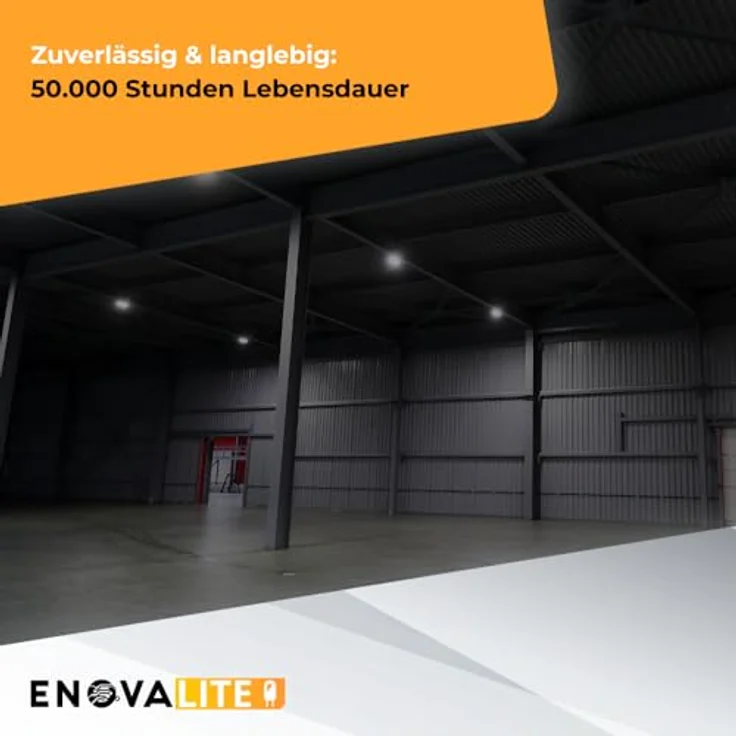 ENOVALITE Hallenstrahler LED Hallenleuchte 150W, 5000K Neutralweiß, 0-10V Dimmbar, 25500lm, IP65, IK09, 5 Jahre Garantie, UFO Lampe High-Bay, Marken-Netzteil – Bild 4