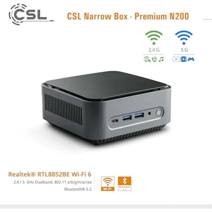CSL Narrow Box Premium, Mini-PC mit Intel N200, 16 GB RAM, 500 GB SSD, Intel UHD Graphics, Schwarz – Bild 7
