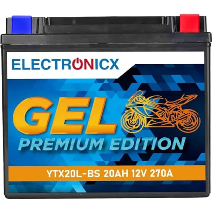 Electronicx Extreme Edition GEL Motorradbatterie 20Ah 12V - wartungsfrei, auslaufsicher, vibrationsfest für Motorrad, Roller, Quad und ATV