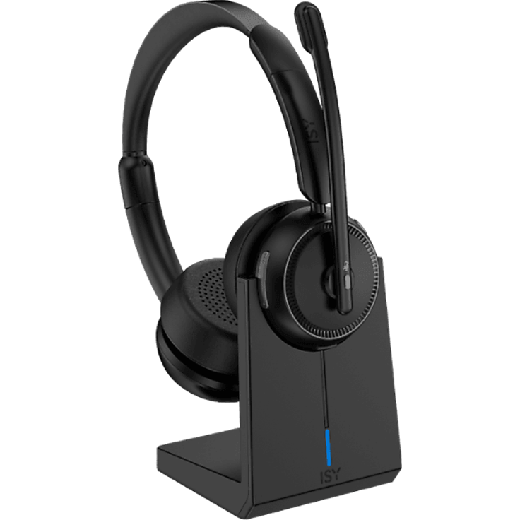 ISY IHS-8200 Bluetooth Headset mit Dockingstation, Over-ear Schwarz
