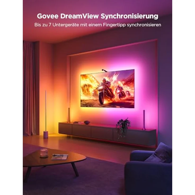 Govee TV Hintergrundbeleuchtung 3 Lite mit Fish-Eye Korrektur Funktion, Sync für 55-65 Zoll TVs, 3,6M RGBICW WiFi TV LED Strip mit Kamera, 4 Farben in 1 Lampenperle, Sprach- & APP-Steuerung – Bild 5