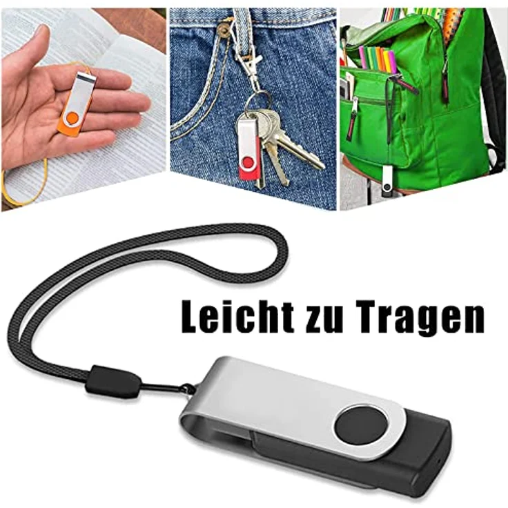 EASTBULL 8GB USB Stick, 5er Set Mehrfarbige USB 2.0 Speichersticks mit 360° Drehmechanismus und Schlüsselring – Bild 5