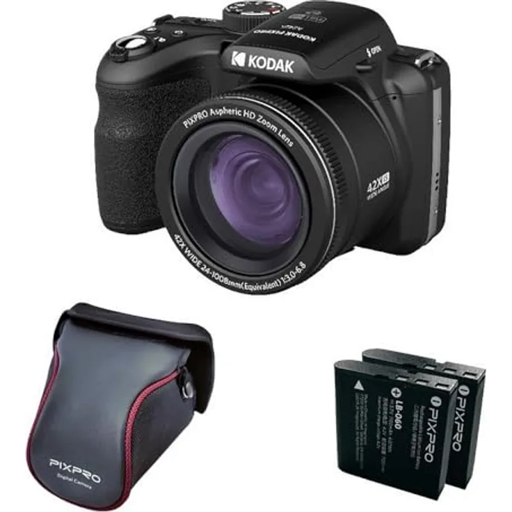 KODAK Pixpro Astro Zoom AZ426 - Digitale Bridgekamera, 42X optischer Zoom, 24 mm Weitwinkel, 20 Megapixel, 3-LCD, Full HD 1080p Video, Li-Ionen-Akku - Schwarz