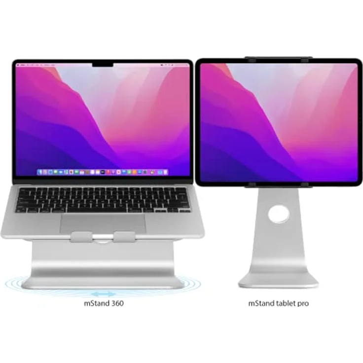 Rain Design mStand360 Laptop Stand w/Swivel Base - Midnight, ergonomischer Aluminium Ständer mit 360 Grad Drehfuß – Bild 4