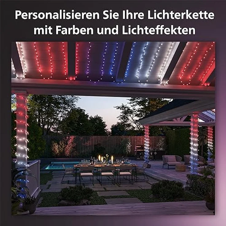 Philips Hue Festavia Lichterkette, White & Color Ambiance, 250 Mini LEDs, 20 m, wasserdicht, kompatibel mit Amazon Alexa – Bild 5