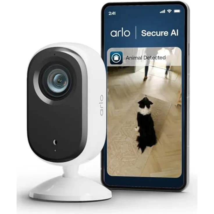 Arlo Essential 3 Überwachungskamera Innen, 2K HDR Video, Auto-Privatsphäre-Objektivabdeckung, Nachtsicht, intelligente Sirene, 2-Wege-Audio & WLAN