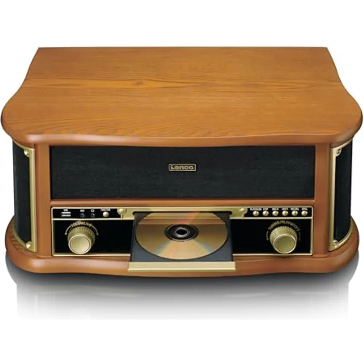 Lenco TCD-2571 Plattenspieler für Schallplatten - Bluetooth Plattenspieler mit Lautsprecher - DAB+ Radio - CD-Player - Kassettendeck - 3 Geschwindigkeiten - Riemenantrieb - 2 x 5 Watt - Holz – Bild 5