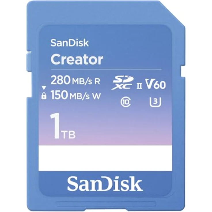 SanDisk Creator SD-UHS-II Speicherkarte 1 TB (6K-Video, V60, UHS-II, 280 MB/s Lesen, RescuePRO Deluxe, Adobe Creative Cloud) – Bild 1