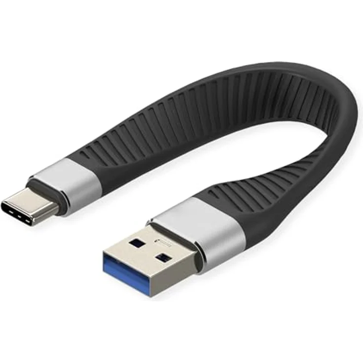 ROLINE USB 3.2 Gen 2 Silikonkabel, C-A, 10 Gbit/s, Emark, schwarz, 11 cm, hochflexibel für Smartphone und MacBook – Bild 2