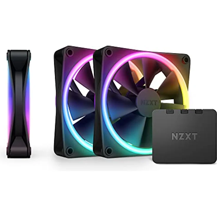 NZXT F120 RGB Duo Triple Pack - 3 x 120mm doppelseitiger RGB-Lüfter mit RGB-Controller – 20 einzeln adressierbare LEDs – Ausgeglichener Airflow und statischer Druck – Schwarz – Bild 1