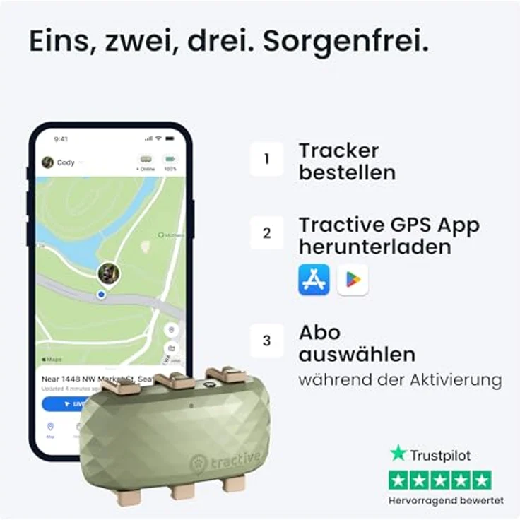 Tractive Dog XL GPS-Lokalisierer, Echtzeit-Ortung für große Hunde, grün – Bild 7