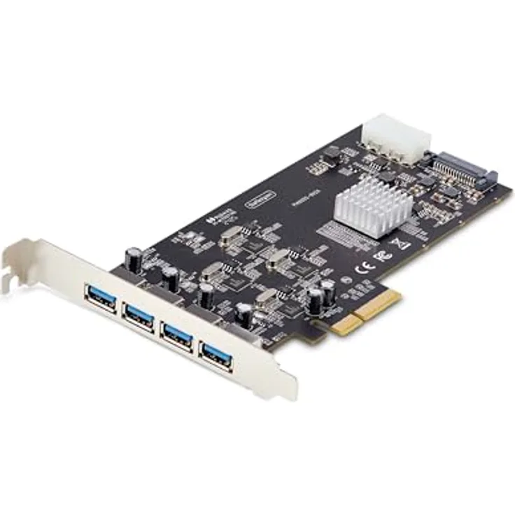 StarTech.com 4-Port USB PCIe Karte, USB 3.2 5Gbps, mit 4 unabhängigen USB-Controllern, Schwarz