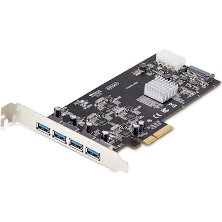 StarTech.com 4-Port USB PCIe Karte, USB 3.2 5Gbps, mit 4 unabhängigen USB-Controllern, Schwarz – Bild 1