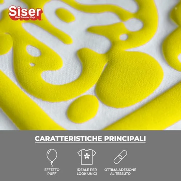 Siser Easy Puff Textiltransferfolie, 3D-Effekt bei Hitze, Schnittbreite 30 cm, Gelb – Bild 2