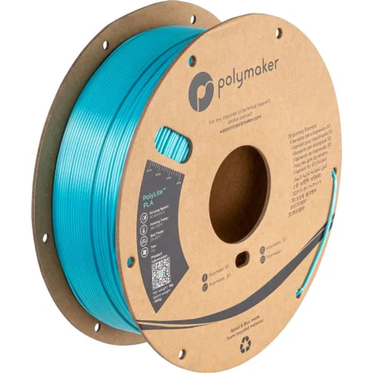 Polymaker PolyLite PLA 1.75 mm, 1000 g, blau, 3D Filament mit Jam-Free Technologie und hoher Hitzebeständigkeit bis 140 °C – Bild 1