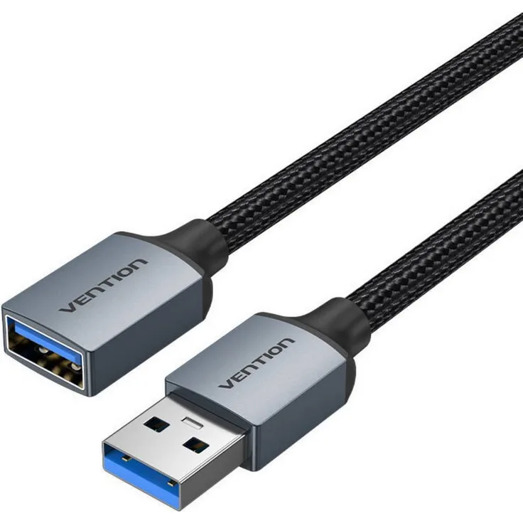 VENTION USB 3.0 Verlängerungskabel, 3m in Grau, USB-A Stecker auf USB-A Buchse, 5 Gbit/s Übertragungsrate