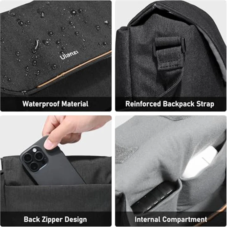 Ulanzi Lightweight Shoulder Bag, Kamera Schultertasche mit leichtem Design, Schwarz – Bild 3