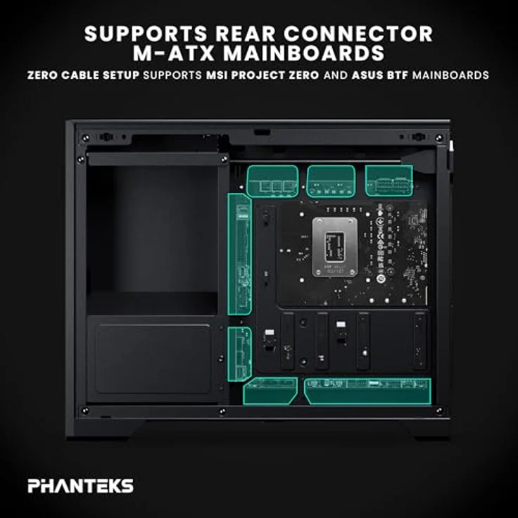 Phanteks XT M3 RGB, PC-Gehäuse in Schwarz, unterstützt Mini-ITX und mATX, Sichtfenster, bis zu 9 Lüfter, maximale Grafikkartenlänge 430 mm – Bild 4