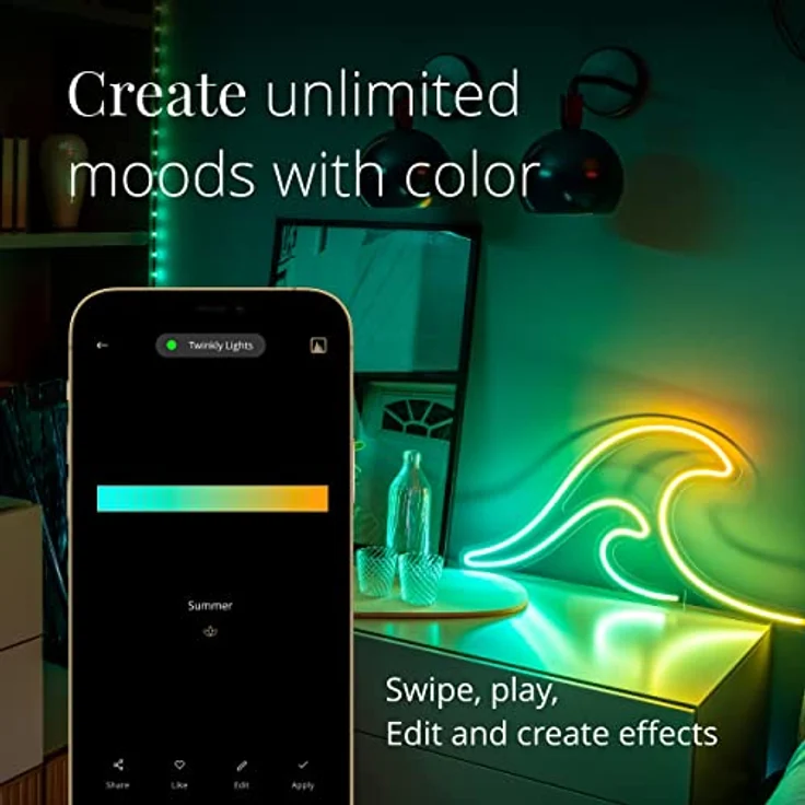 Twinkly Flex – App-gesteuerter Flexibler Lichtschlauch mit RGB (16 Millionen Farben) LEDs. 3 Meter. Weißer Kabel. Innen Smart Home Dekoration Licht - Preisvergleich – Bild 4