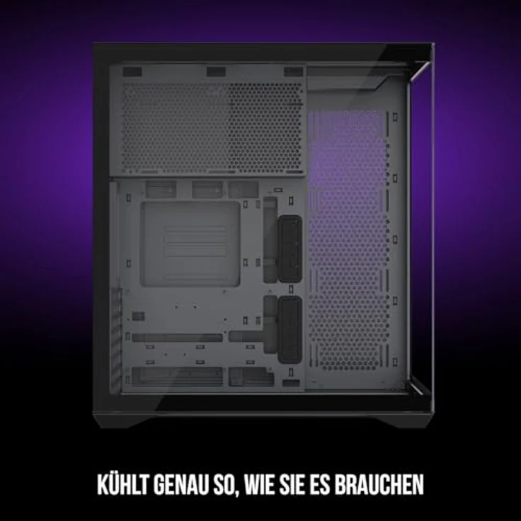 Modecom Volcano Space XL Full Tower NF, PC Gaming Gehäuse ATX, Schwarz, modularer Aufbau, Platz für 400mm GPU, modernes Dual-Chamber Design, gehärtete Glas-Optik, ohne Lüfter – Bild 4