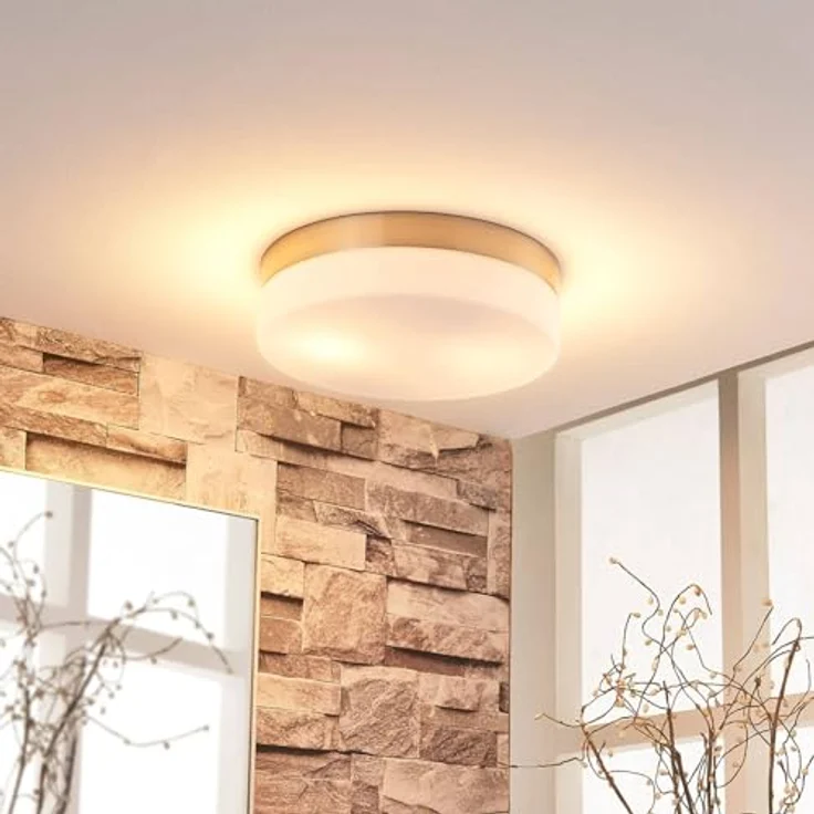 Lindby Deckenlampe Amilia (spritzwassergeschützt, Modern, 2 flammig, E27, Metall) - Bad Deckenleuchte Lampe Badezimmerleuchte – Bild 3