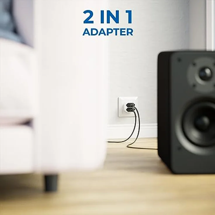 deleyCON 2 Stück Mehrfachstecker, Mehrfachsteckdose Indoor mit 2x Euro-Buchse, 2,5A, max. 1100W, Überlastungsschutz, kompakte Bauweise, Weiß – Bild 3