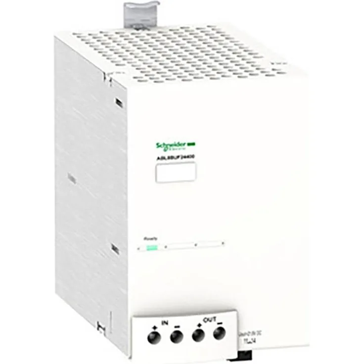 Schneider Electric Puffermodul ABL8BUF24400, Online-Doppelwandler USV mit 24V DC und Pufferzeit bis zu 2 Sekunden, kompakt und robust