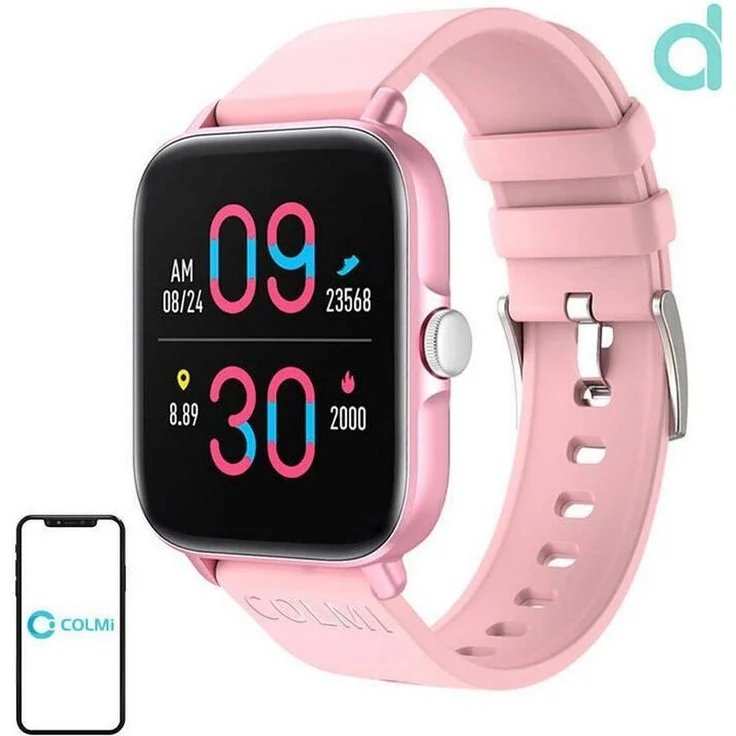 Colmi P28 Plus Smartwatch, 1,69 Zoll TFT-Display, Herzfrequenzmessung, wasserdicht IP67, pink