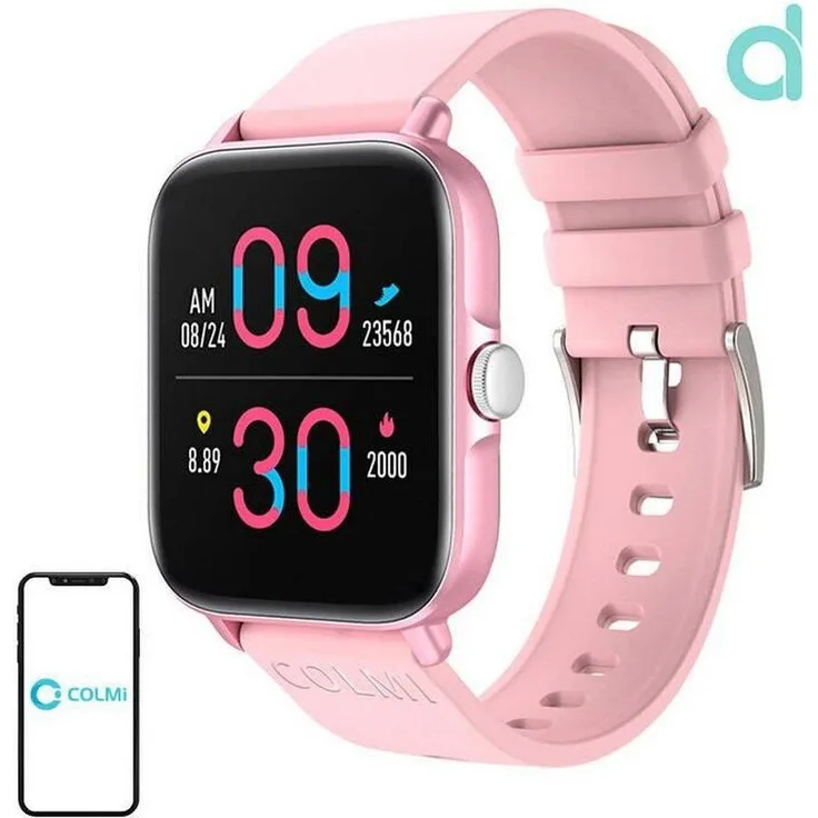 Colmi P28 Plus Smartwatch, 1,69 Zoll TFT-Display, Herzfrequenzmessung, wasserdicht IP67, pink