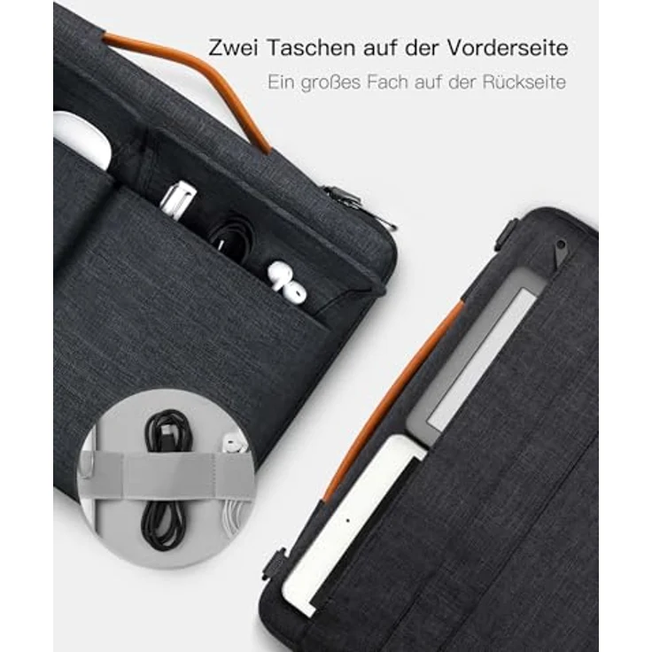 Inateck 360° Rundumschutz Laptoptasche Hülle Schultertasche Grau, Kompatibel mit 15 Zoll Dell Inspiron, Lenovo legion Y520, HP Pavilion – Bild 4