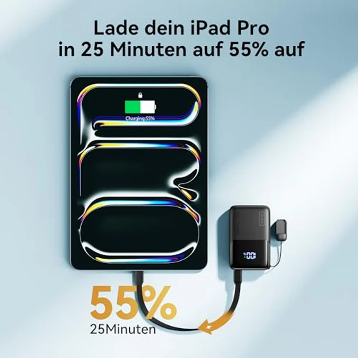 INIU Mini Power Bank 10000mAh, 45W Schnellladegerät mit USB-C Kabel, kompatibel mit iPhone 16/15/14/13, Samsung, Google, MacBook und iPad – Bild 4