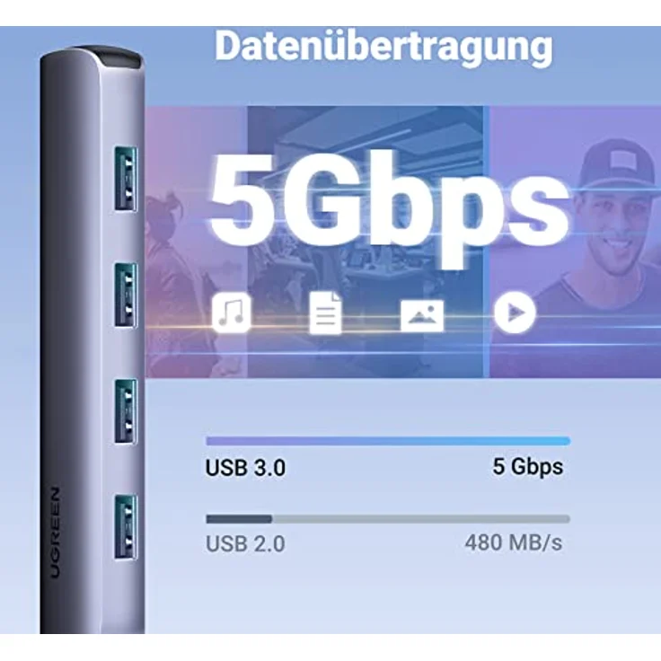 UGREEN USB C Hub mit USB 3.0 und HDMI Adapter USB C kompatibel mit Surface Pro, Surface Go, MacBook Pro/Air, iPad Air 4, Galaxy S23/S22, Galaxy tab s7 und Anderen Laptops und Tablets – Bild 3