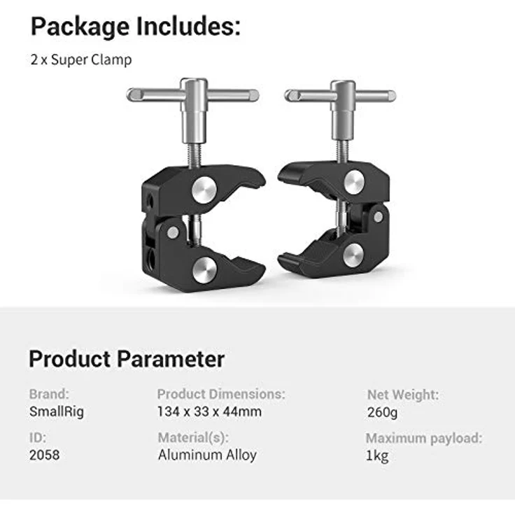 SmallRig 2058 Super Clamp with 1/4 Zoll and 3/8 Zoll Thread (2pcs Pack) – Bild 7