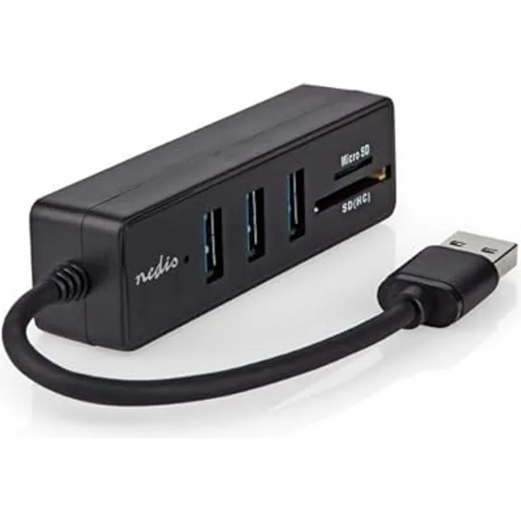 Nedis USB-Hub | USB-A Stecker | 3X USB A Buchse | 5-Port Port(s) | USB 3.2 Gen 1 | Stromversorgung über USB | 5 Gbps | SD & MicroSD