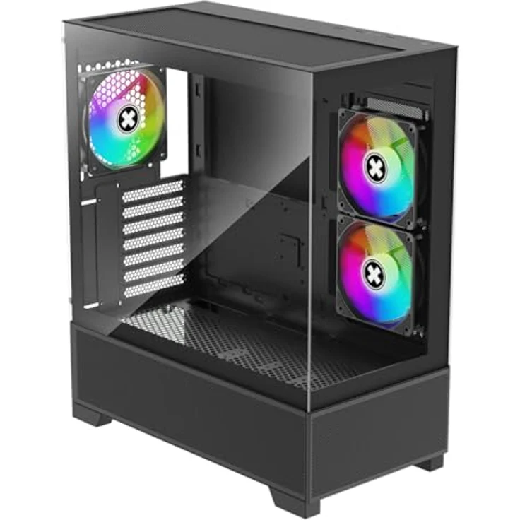 Xilence Gehäuse BEAM Schwarz (XG172), elegantes ATX Midi Tower Gehäuse mit Aquarium-Glas-Design, drei ARGB PWM Lüftern und hohem Airflow, Schwarz – Bild 8
