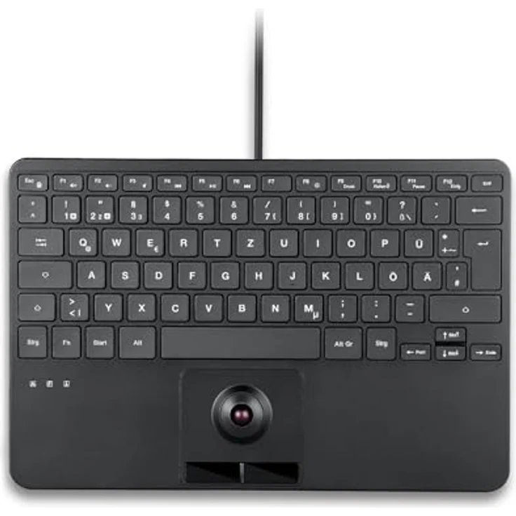 Perixx PERIBOARD-427 H DE, USB-Mini-Tastatur mit Trackball und LED-Hintergrundbeleuchtung in Rot und Weiß – Bild 1