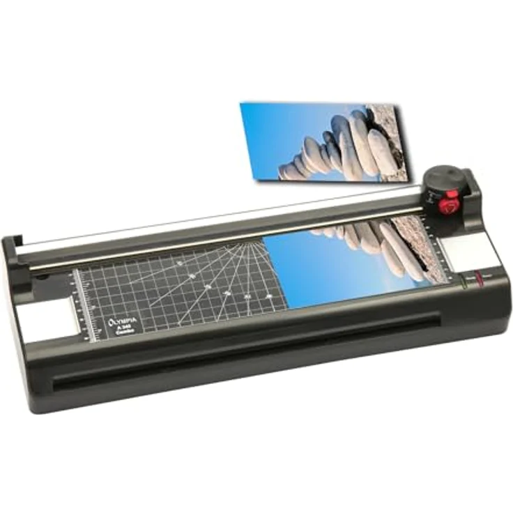 Olympia A 340 Laminiermaschine mit Papierschneider (Heiß- und Kaltlaminieren, DIN A3, Kompaktes Design, Papierschneidegerät mit Eckenrunder, Laminiermaschine mit 2 Rollen inkl. Folien-Set) – Bild 5