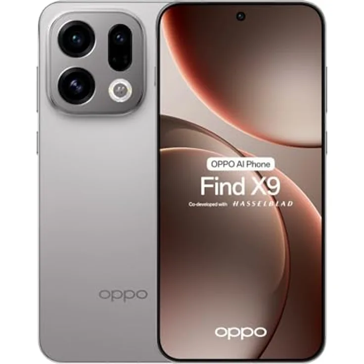 OPPO Find X9 (512 GB, Titanium Grey, 6.59", Dual SIM, 5G), Smartphone, Grau