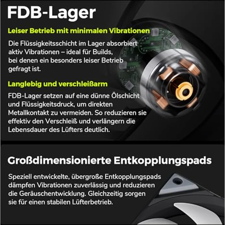 TRYX ROTA SL ARGB Lüfter, 3er-Pack, 120 mm, schwarz, mit magnetischem Kabel und Anti-Vibrationspads – Bild 6