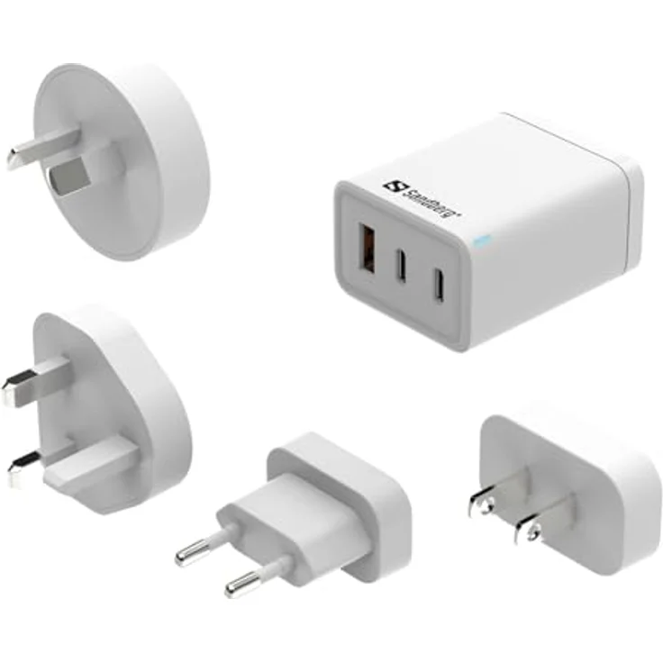 Sandberg 3in1 TravelCharger USB-C/A 65W (441-59) - Praktisches Reiseladegerät mit 3 Anschlüssen, inkl. weltweiter Adapter – Bild 2