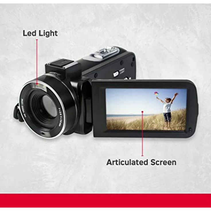 AGFA Photo Realimove CC2700 Camcorder - 2.7K Video, 24MP Foto, 3.0'' IPS Touchscreen, 18X Digitalzoom, LED Licht, Schwarz – Bild 5