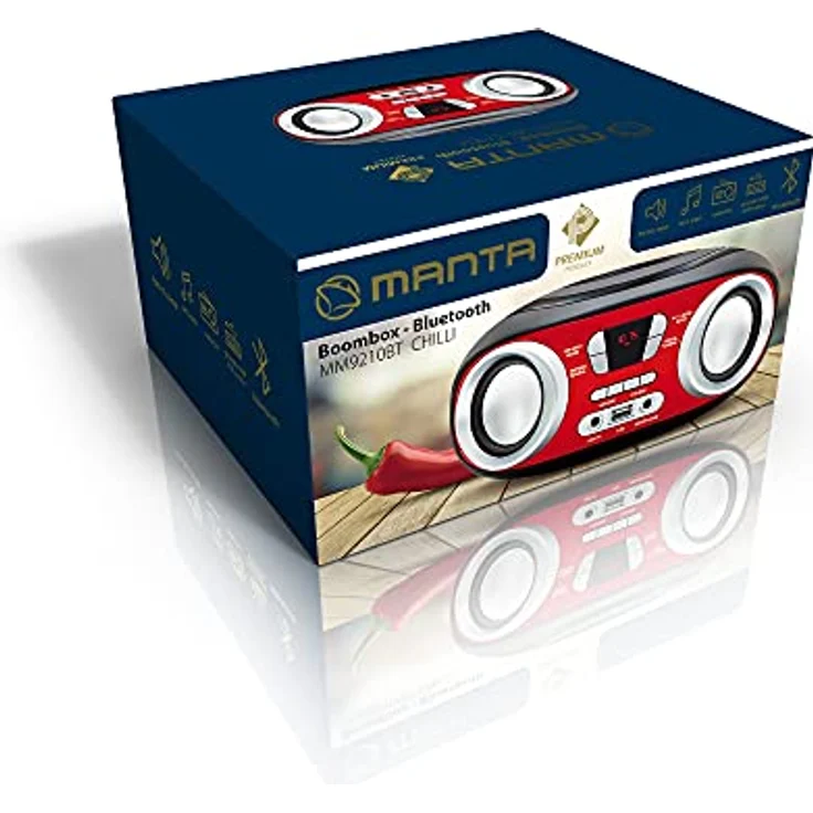 Manta MM9210 BT Chilli, FM Radio mit Bluetooth und USB, Rot/Schwarz – Bild 3