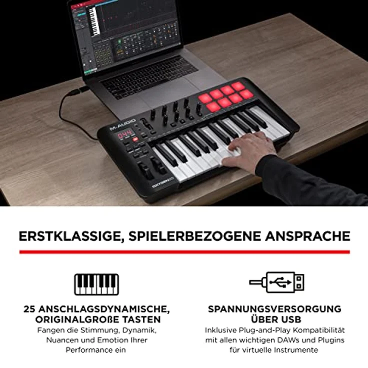 M-Audio Oxygen 25 V – 25-Tasten USB MIDI Keyboard Controller mit Beat Pads, Smart Chord & Scale Modi, Arpeggiator und Softwarepaket inklusive – Bild 2
