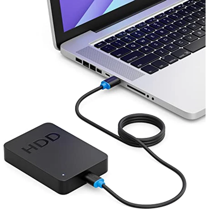 deleyCON 1m Micro USB 3.0 Datenkabel bis zu 5 Gbit/s Ladekabel für Handy Smartphone Tablet Externe Festplatten - USB A-Stecker zu Micro B-Stecker Schwarz – Bild 2